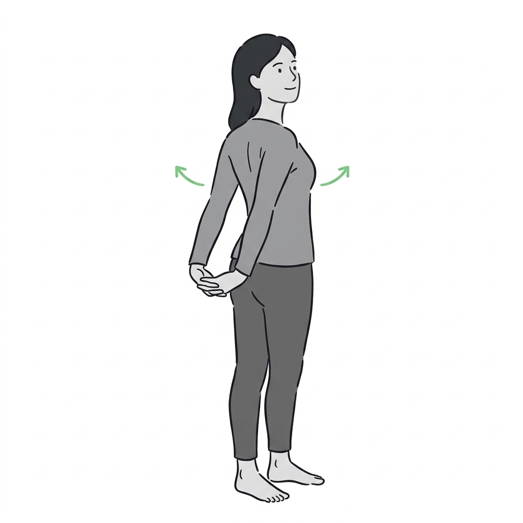Illustration of clasped-hands chest stretch