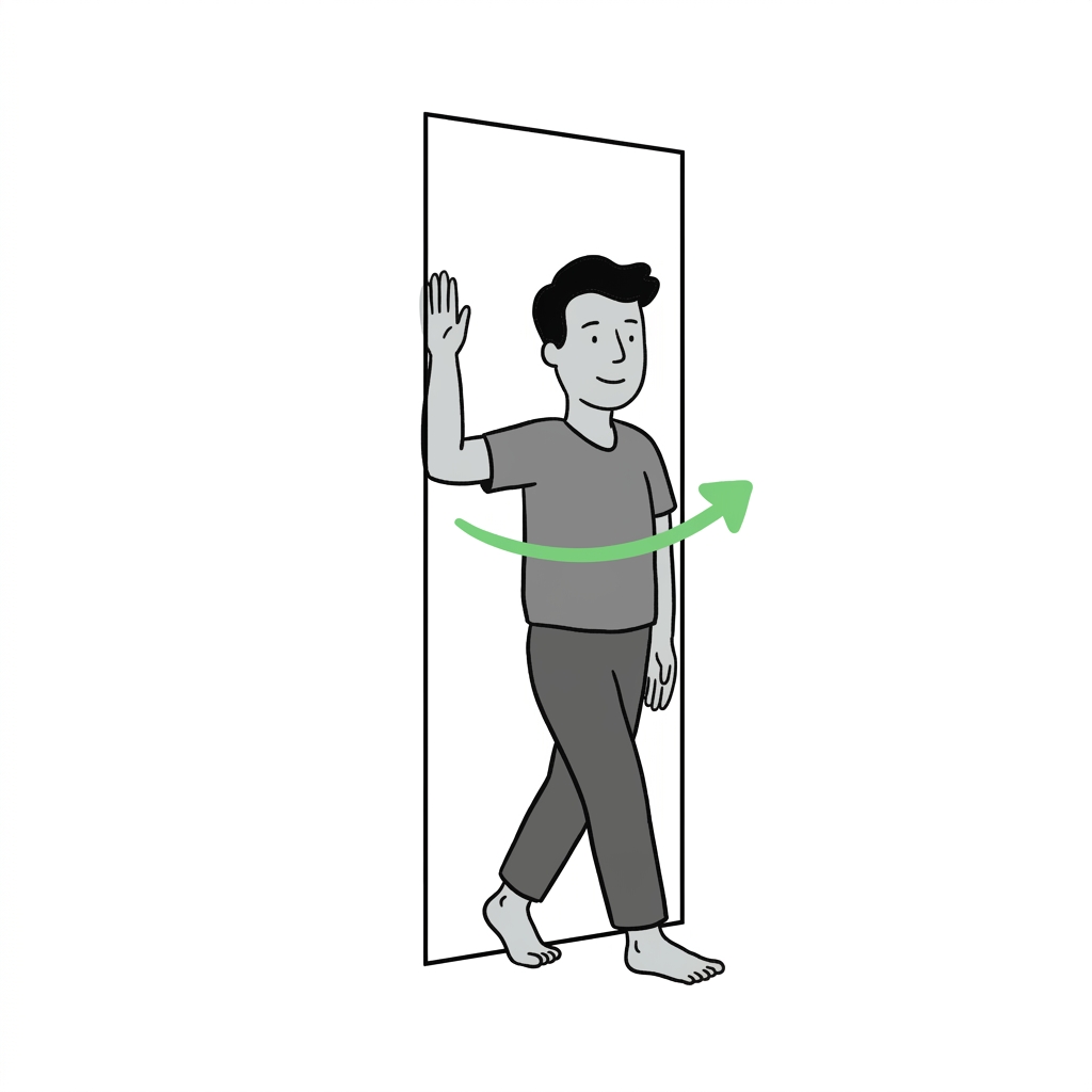 Illustration of single-arm doorway chest stretch