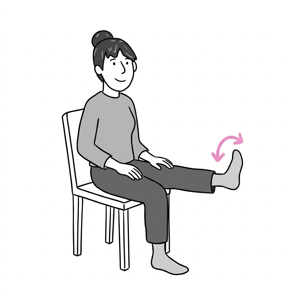 Illustration of seated ankle point-and-flex
