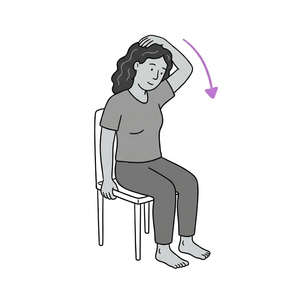 Illustration of diagonal neck stretch