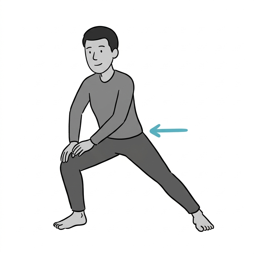 Illustration of side-lunge groin stretch